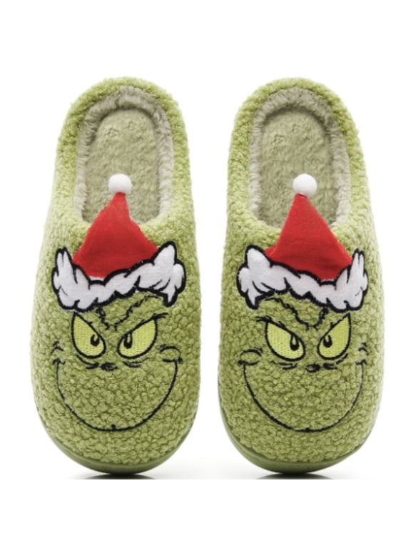 Christmas Slippers for Women & Men - Plush Fuzzy Family Matching House Slippers with Non-Slip Sole, Warm Cozy Holiday Slippers
