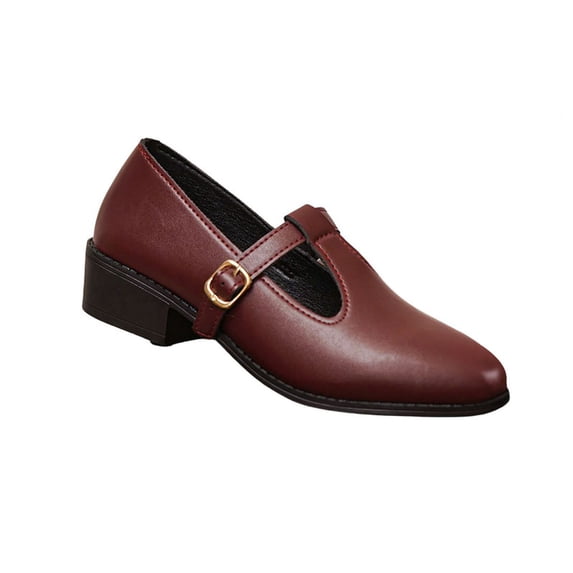 CHICVOMEY Comfort Mary Jane Shoes Women Lightweight Adjustable Buckle Leather Shoes Casual Non Slip Shoes for Daily Wear & Travel