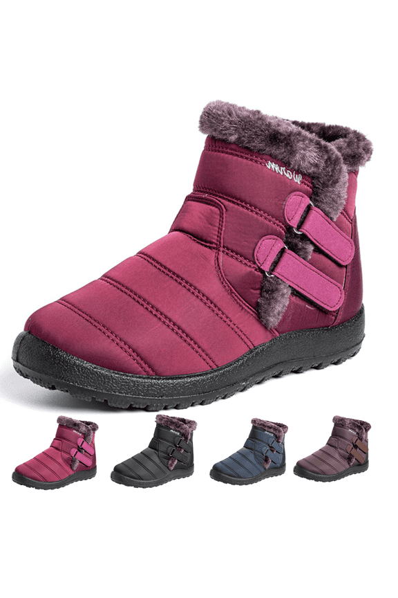 Comfort Winter Snow Boots for Women Waterproof Short Booties with Warm Fur Lined Slip On Ankle Boots for Indoor & Outdoor