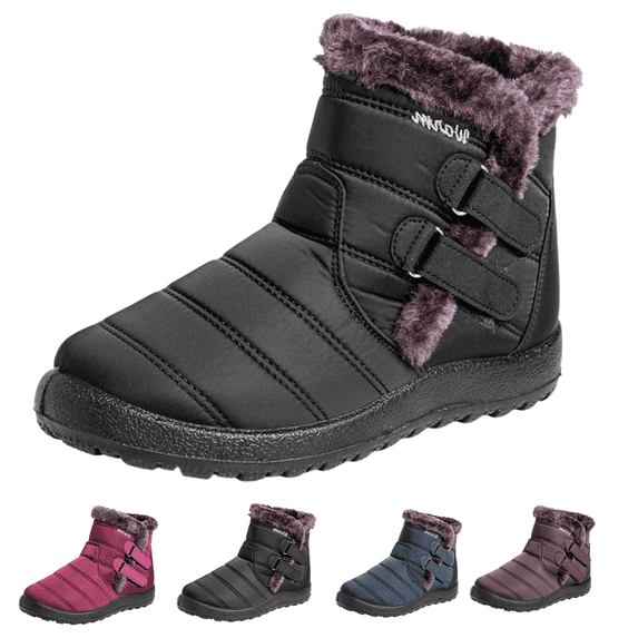 CHICVOMEY Comfort Winter Snow Boots for Women Waterproof Short Booties with Warm Fur Lined Slip On Ankle Boots for Indoor & Outdoor