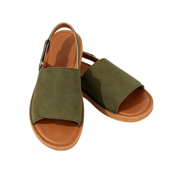 CHICVOMEY Comfortable Flat Sandals for Women Slides with Velcro Strap ...
