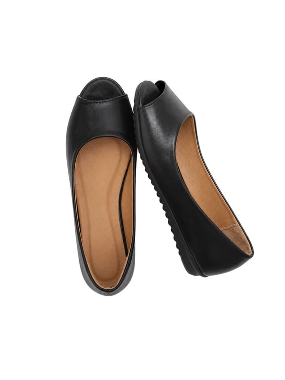 Comfortable Slip on Flats for women Lightweight Breathable Open Toe Slip On Design Simple Stylish Flats Suitable for Daily Wear And Work Shoes