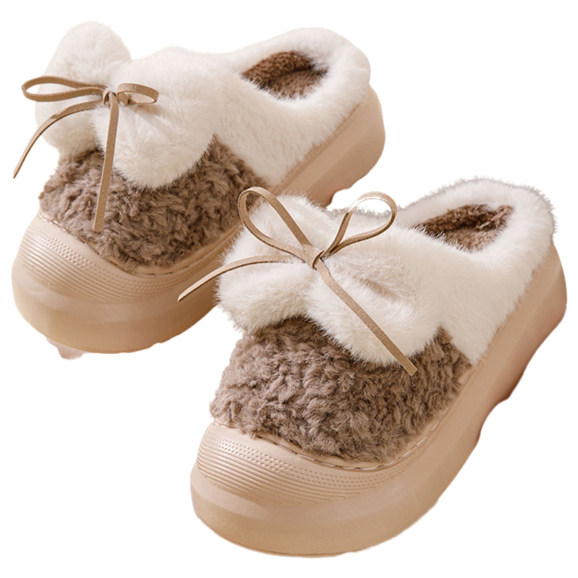 White/Blue Open Toe Cozy Bow Slippers - JESS LEA PREORDER