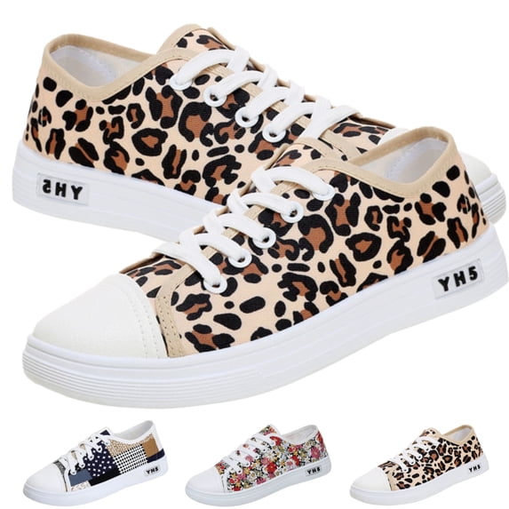 CHICVOMEY Fashion Sneakers for Women Lace Up Canvas Sneakers Comfortable Tennis Sneakers Low Top Casual Walking Shoes