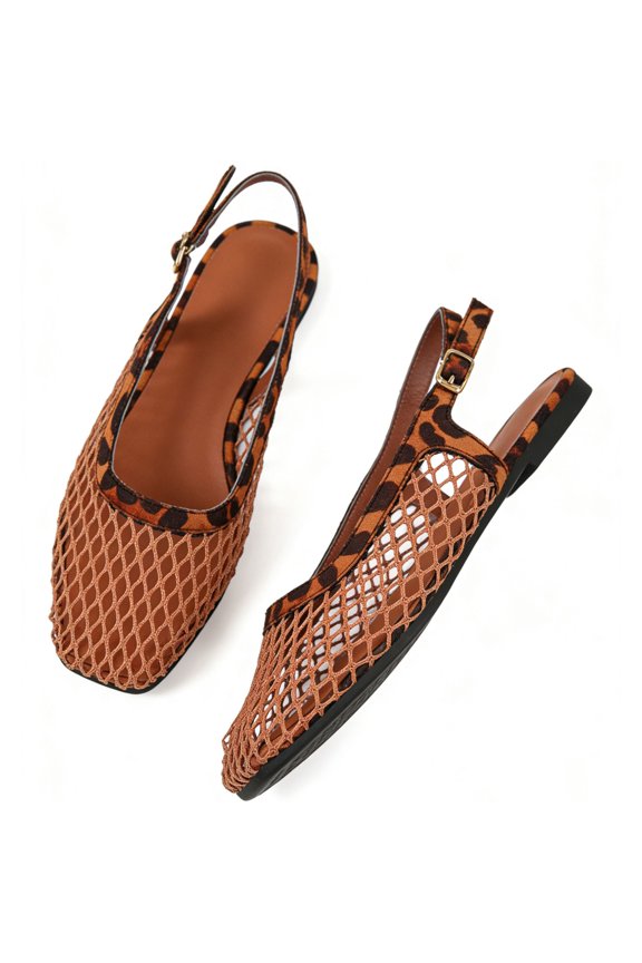 Fishnet Flats for Women Ballet Flats Slingback Flats for Casual Work Fashion Sandals