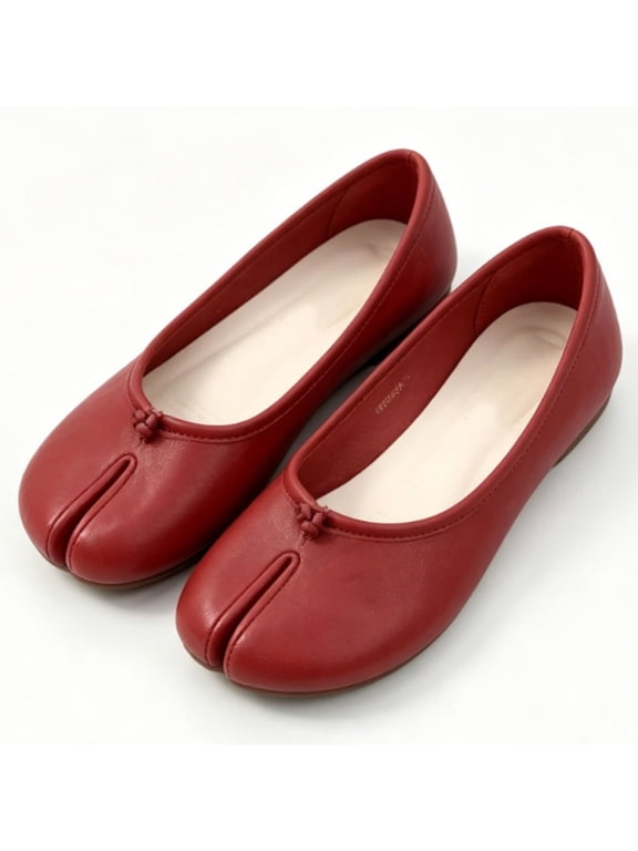 Flats for Women Rounde Toe Wide Split Toe Slip on lightweight Soft Breathable Non slip Outsole Ballet Flats for Office Commuting Vacation Daily Casual