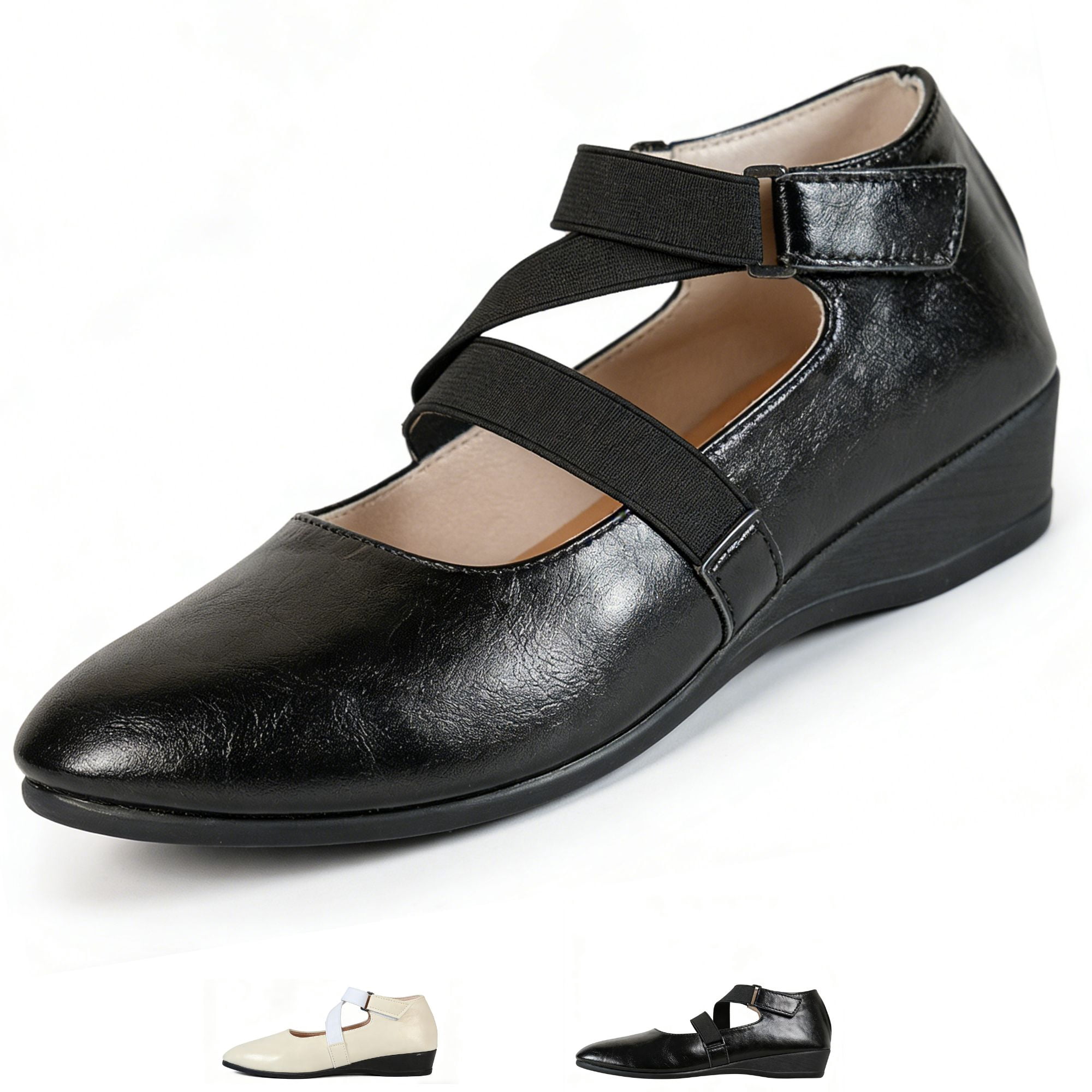 CHICVOMEY Flats for Women Ballet Flats with Elastic Ankle Straps Dress ...