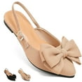 thumbnail image 1 of CHICVOMEY Flats for Women Bow Pointed Toe Slingback Adjustable Buckle Ballet Flats with Memory Foam Ballet Flats, 1 of 8