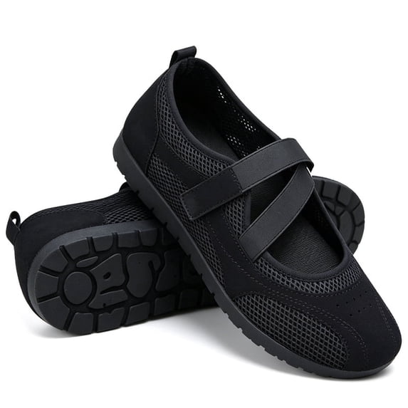 CHICVOMEY Flats for Women Breathable Mesh Mary Jane Flats for Women Casual & Work Ballet Flats Slip On Shoes with Adjustable Strap