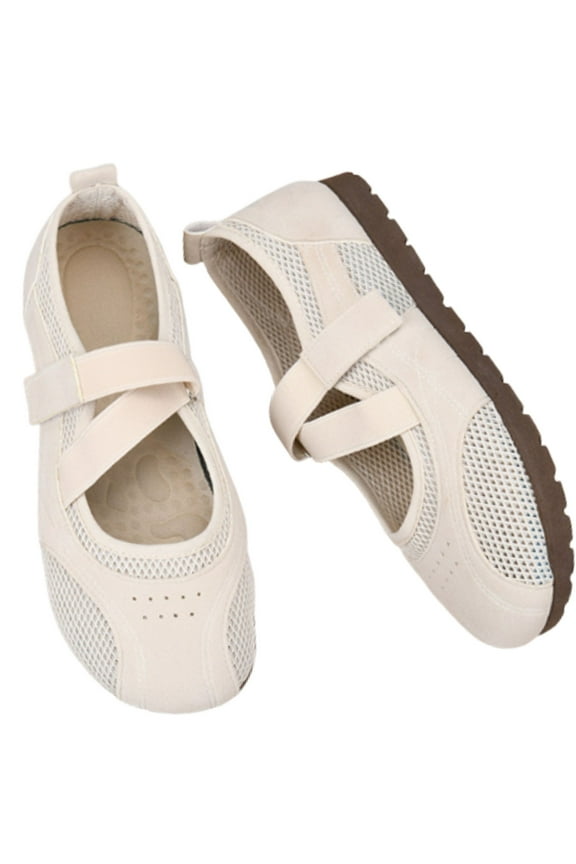 Flats for Women Breathable Mesh Mary Jane Flats for Women Casual & Work Ballet Flats Slip On Shoes with Velcro Strap