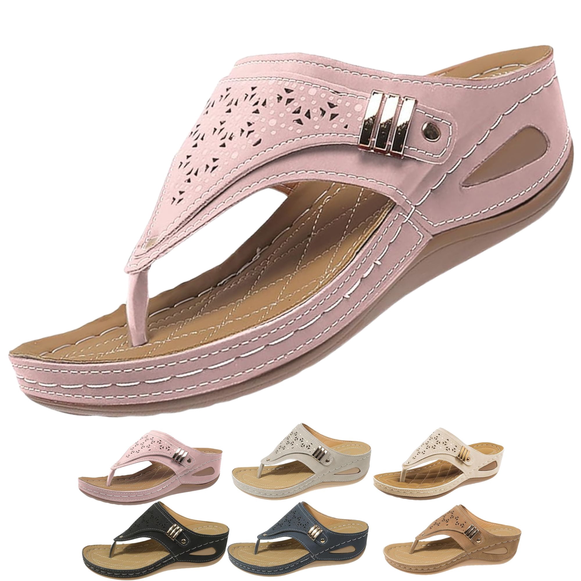 Women's Comfort Flip Flops - Square Toe Thong Sandals With Non-Slip Sole | Casual Beach Slides