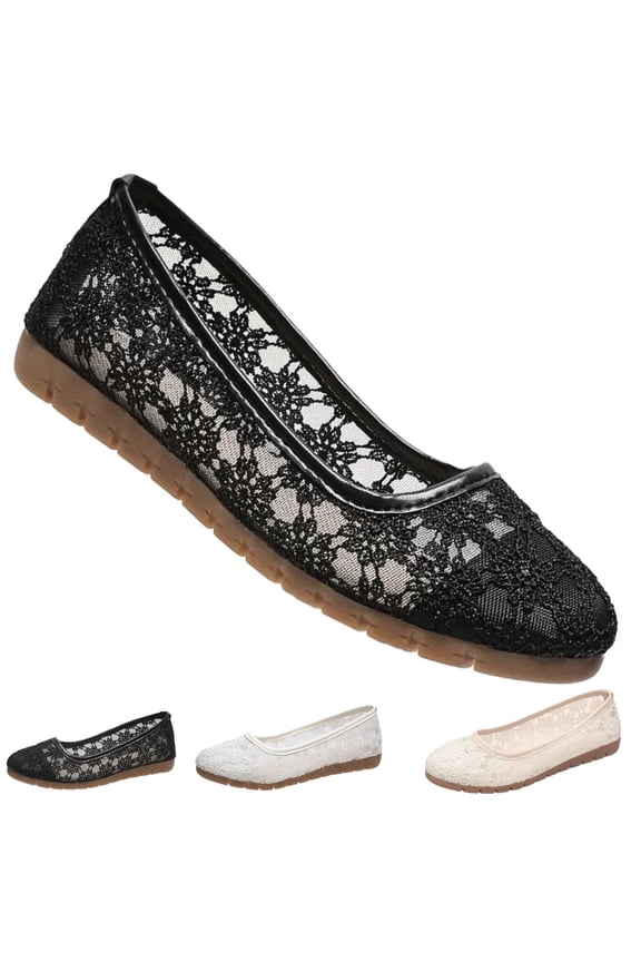 Floral Lace Ballet Flats for Women Slip On Flats for Women Dance Casual & Work Ballet Flats Breathable Mesh Flats with Non Slip Sole