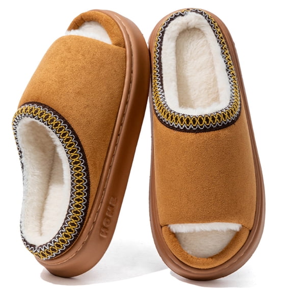 CHICVOMEY Fuzzy Slippers Women Slip on Indoor Cozy Memory Foam House Shoes Open Toe House Slippers Lightweight Fluffy Slippers