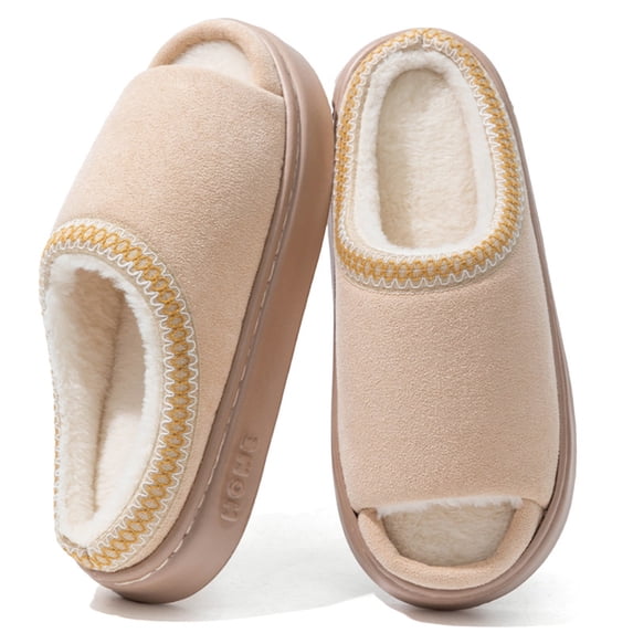 CHICVOMEY Fuzzy Slippers Women Slip on Indoor Cozy Memory Foam House Shoes Open Toe House Slippers Lightweight Fluffy Slippers