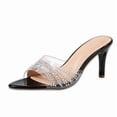 thumbnail image 1 of CHICVOMEY High Heels for Women Pointed Toe 2.76in Stiletto Sexy Clear Transparent Strap Rhinestone Dress Sandals Formal Occasion Banquet Stage, 1 of 7