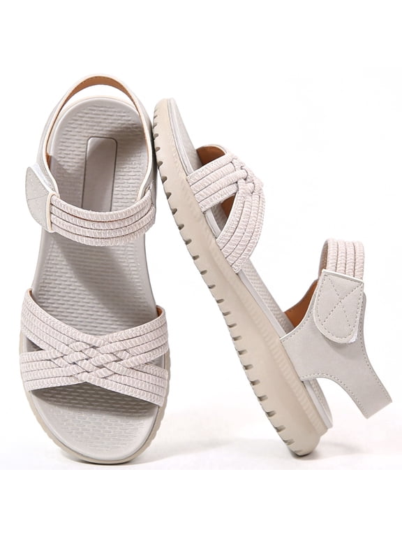 Hiking Sandals for Women - Platform Walking Sandals with Arch Support & Adjustable Straps - Lightweight Outdoor Beach Athletic Sandals for Summer