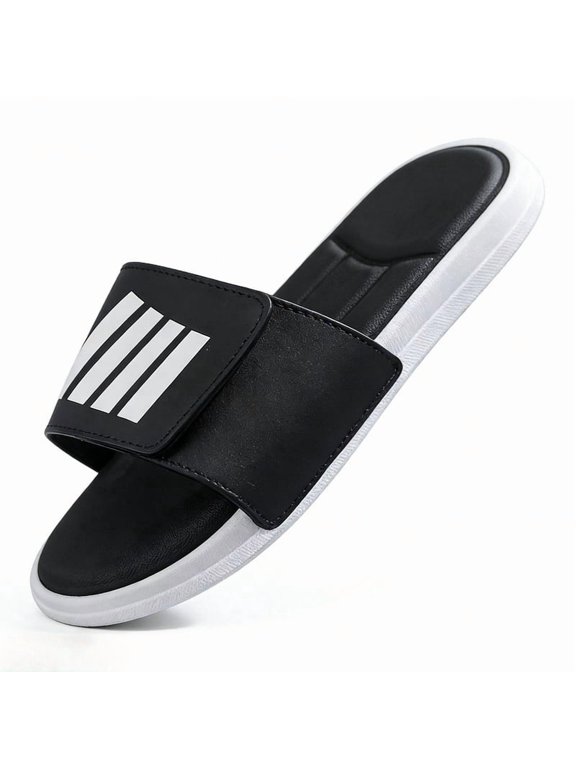 Slides for Women Men Adjustable Hook and Loop Lightweight Slip On Comfortable Vacation Beach Sandals Indoor Outdoor