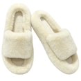 thumbnail image 1 of CHICVOMEY House Slippers for Women Fuzzy Open-Toe with Memory Foam House Shoes Plush Cozy Faux Fur Slippers Indoor Outdoor, 1 of 8