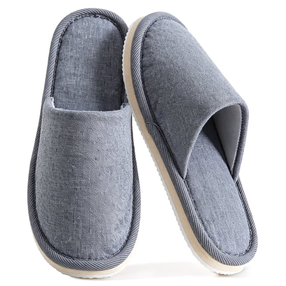 CHICVOMEY House Slippers for Women Indoor Outdoor Bedroom Shoes Non Slip Linen Slippers Open Toe Lightweight Women and Men Slides