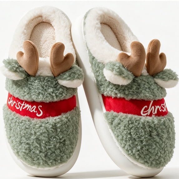 CHICVOMEY House Slippers for Women & Men Fuzzy Casual Indoor Slipper Shoes with Memory Foam Faux Fur Lining Christmas Warm Bedroom Slippers