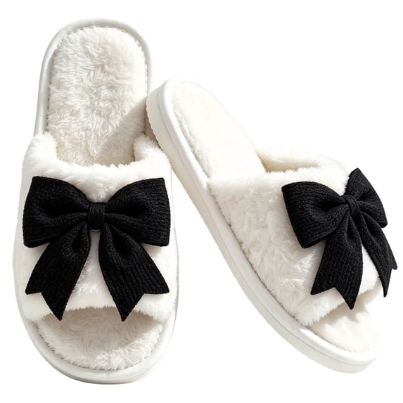CHICVOMEY House Slippers for women Plush Memory Foam Indoor Shoes with Bow Cute Fuzzy House shoes