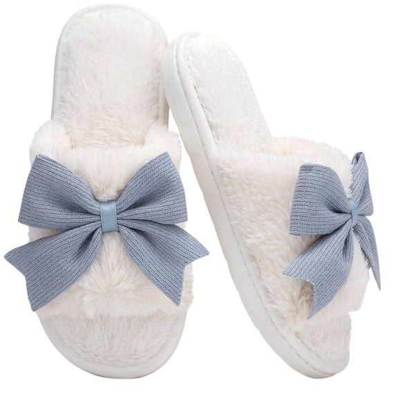 CHICVOMEY House Slippers for women Plush Memory Foam Indoor Shoes with Bow Cute Fuzzy House shoes