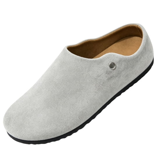 CHICVOMEY Men's Comfortable Cork Footbed Clogs Lightweight Suede Slip-On Mules Non-Slip Casual Breathable House Shoes for Daily Walking Indoor & Outdoor Wear