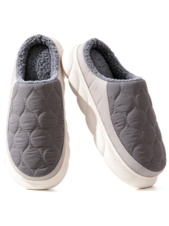Men's House Slippers Fuzzy Comfy Slippers Indoor Outdoor with Faux Fur Lining Fleece and Man House Shoes Bedroom