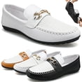 thumbnail image 1 of CHICVOMEY Men's Loafers & Slip-Ons Loafers for Men Loafers Patent Leather Oxford Dress shoes Classic Gold Buckle Business Party Prom Club, 1 of 7
