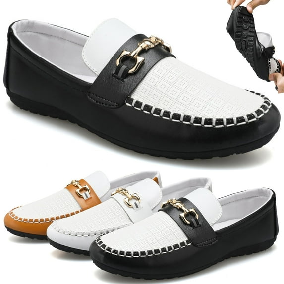 CHICVOMEY Men's Loafers & Slip-Ons Loafers for Men Loafers Patent Leather Oxford Dress shoes Classic Gold Buckle Business Party Prom Club