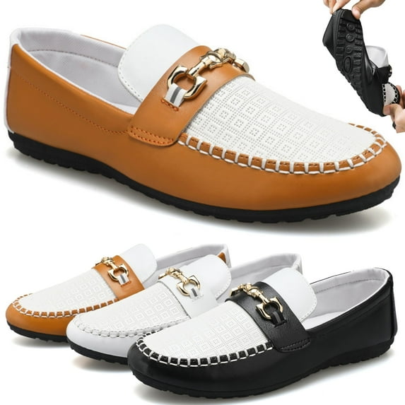 CHICVOMEY Men's Loafers & Slip-Ons Loafers for Men Loafers Patent Leather Oxford Dress shoes Classic Gold Buckle Business Party Prom Club