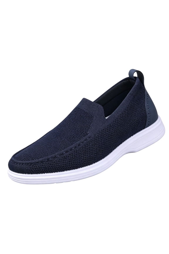 Men's Slip-On Walking Shoes Breathable Knit Laceless Casual Sneakers All-Day Comfort for Travel Vacation & Outdoor Activities