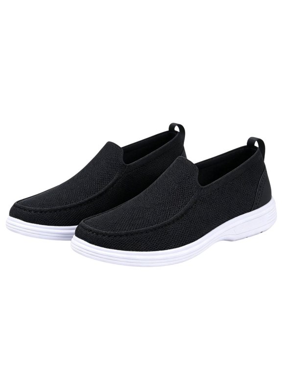 Men's Slip-On Walking Shoes Breathable Knit Laceless Casual Sneakers All-Day Comfort for Travel Vacation & Outdoor Activities