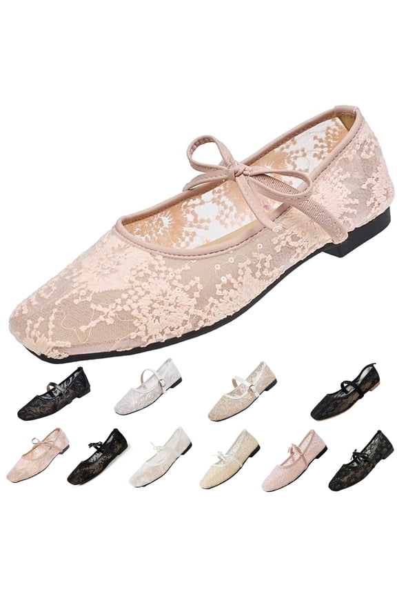 Mesh Ballet Flats for Women Breathable Ballet Flats with Buckle Fashion Fishnet Flats for Women Casual Work Flats