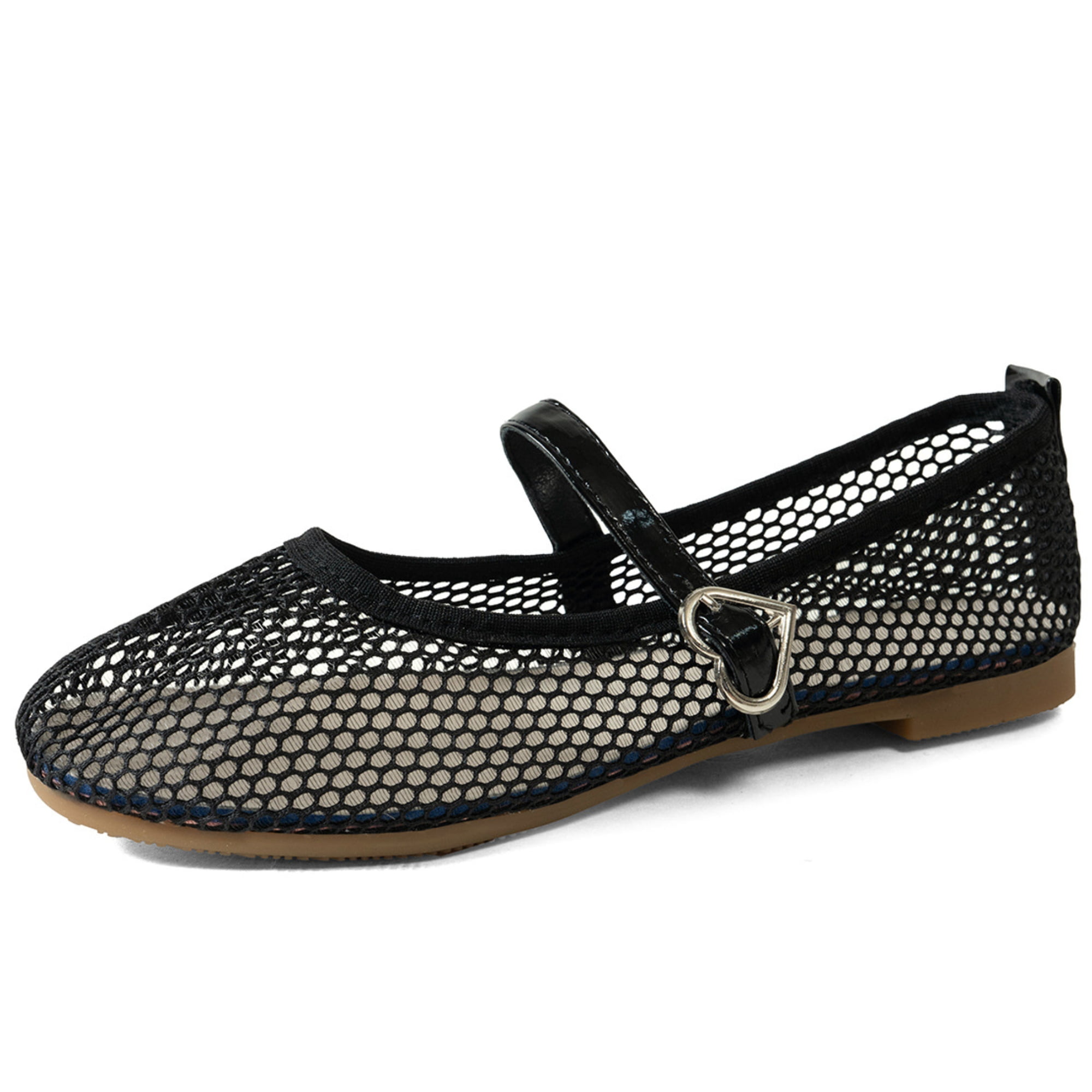 CHICVOMEY Mesh Mary Jane Shoes for Women Breathable Ballet Flats with ...