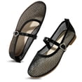 thumbnail image 1 of CHICVOMEY Mesh Mary Jane Shoes for Women Breathable Ballet Flats with Buckle Fashion Fishnet Flats for Women Casual & Work Fashion Flats, 1 of 9