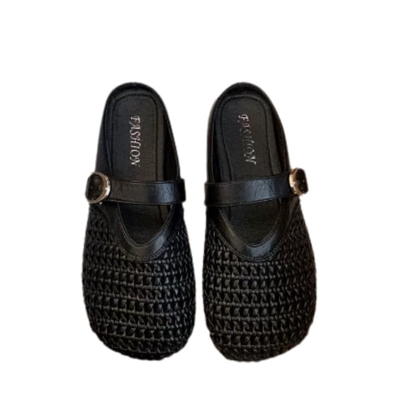 CHICVOMEY Mesh Mary Jane Shoes for Women,Lightweight Breathable Ballet Flat With Adjustable Buckle Fishnet Flat for Casual & Work