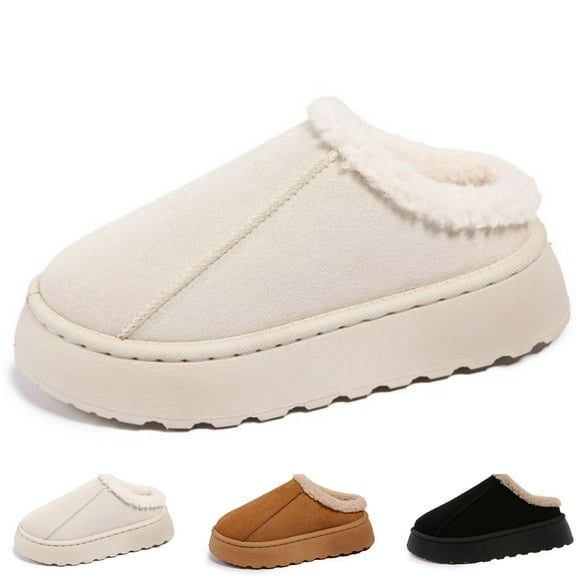 CHICVOMEY Platform Slippers for Women with Thick Sole Indoor/Outdoor House Shoes with Anti-Slip Rugged & Plush Lining Cozy Platform House Slippers