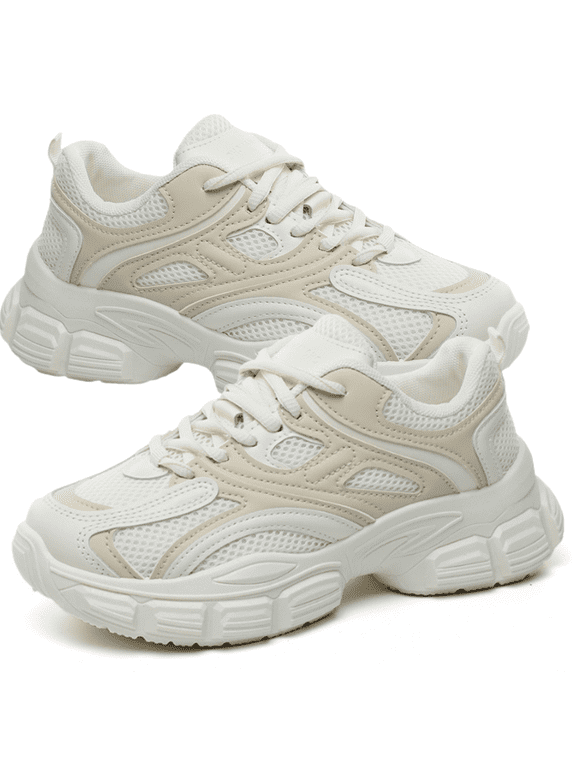 Platform Sneakers for Women Breathable Upper Shock Absorption Sole Fashion Sneakers Non-Slip Women Sneakers Platform Shoes Vintage Athleisure
