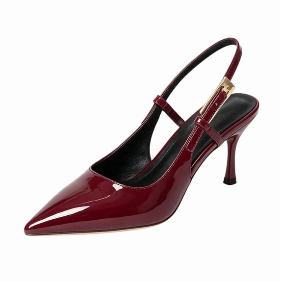 CHICVOMEY Pointed Toe Heel Sandals for Women Gold Buckle Strap Closed Toe Non Slip Sexy Dress Pumps for Casual Daily Work Party Wedding Evening