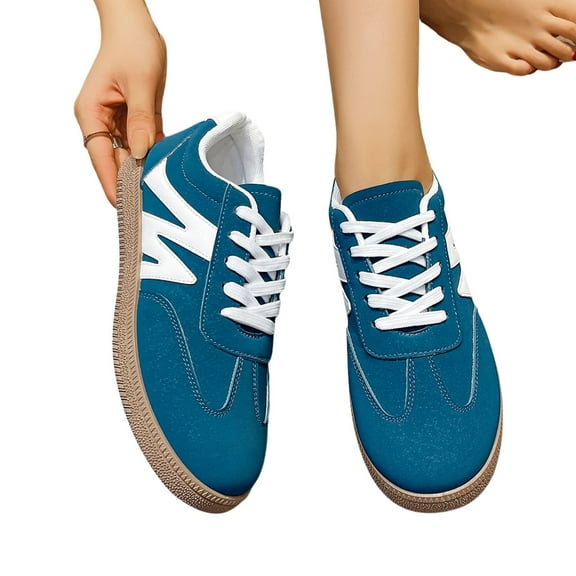CHICVOMEY Retro Sneakers for Women Casual Fashion Tennis Shoes Comfortable Walking Trainers Non Slip Gum Sole Low Top Lace Up Suede Shoes