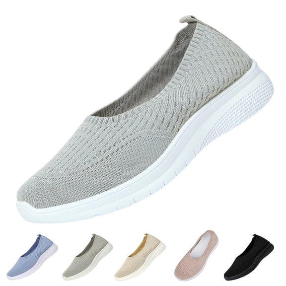 CHICVOMEY Slip On Women's Sneakers Non-Slip Walking Shoes for Women Breathable Knit Low Top Flats Sneakers for Work Casual Tennis Workout Sneakers