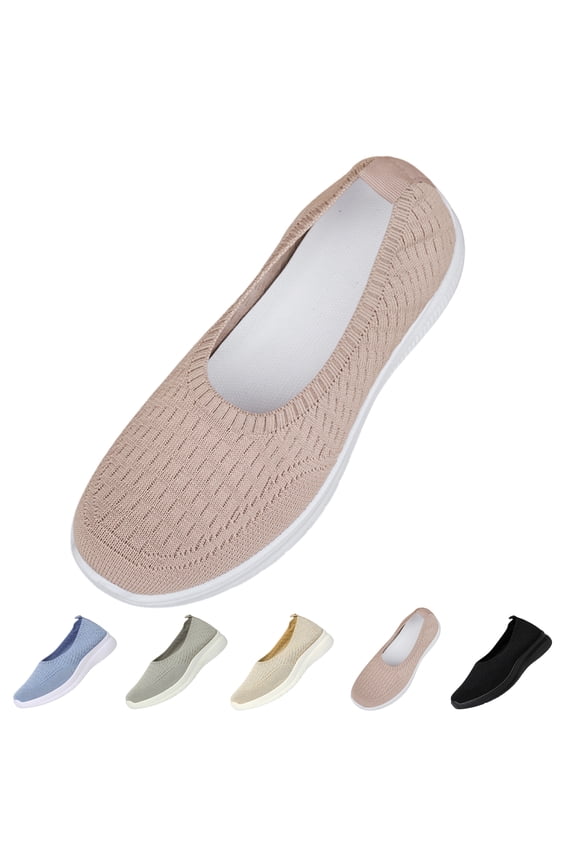 Slip On Women's Sneakers Non-Slip Walking Shoes for Women Breathable Knit Low Top Flats Sneakers for Work Casual Tennis Workout Sneakers