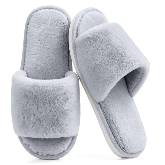 CHICVOMEY Slippers for Women Fuzzy Open Toe House Bedroom Shoes Non Slip Lightweight Sole Indoor and Outdoor Cute House Shoes