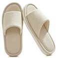 thumbnail image 1 of CHICVOMEY Slippers for Women and Men Open Toe Non-slip Slippers Cozy Soft Lightweight Slip-On Linen Cotton Slippers for Indoor Outdoor, 1 of 8