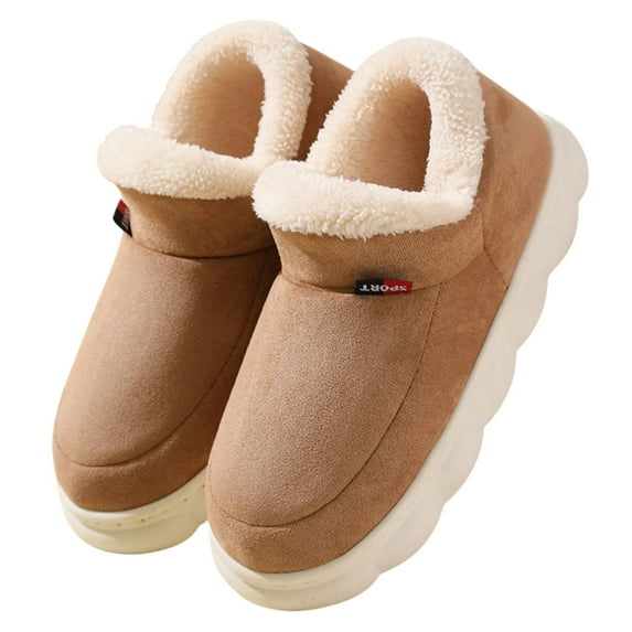 CHICVOMEY Suede Ankle Boots for Women Wide Width Winter Ankle Boots Shoes with Platform Slippers Fur Lined Warm Slip on Anti Slip House shoes for Daily Walk