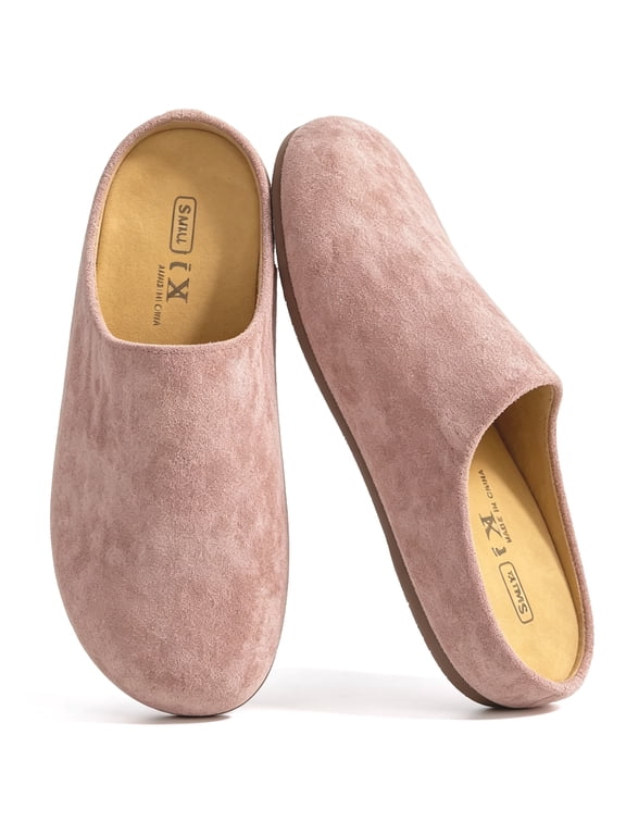 Suede Clogs for Women Men Unisex with Comfortable Cork Footbed Mules for Casual Walking and Indoor Outdoor Wear