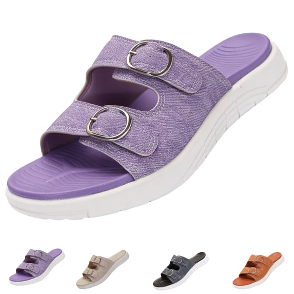 CHICVOMEY Summer Beach Sandals for Women Arch Support Comfort Slides for Women Sandals with Adjustable Straps for Indoor Outdoor
