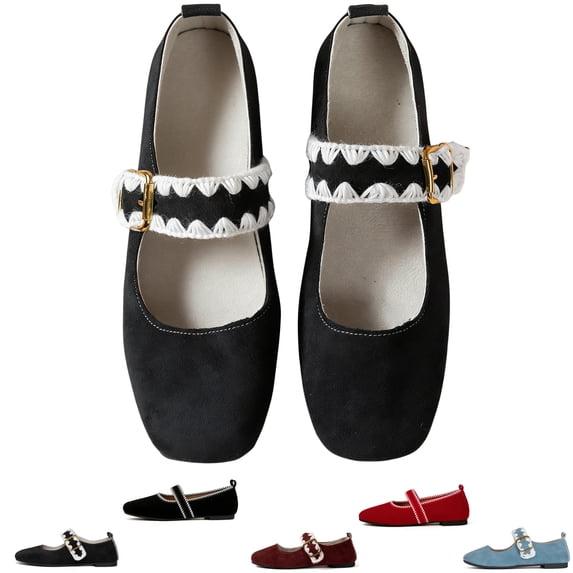 CHICVOMEY Vintage Flats for Women Ballet Flats with Memory Foam Dress Shoes for Women with Strap Ballet Flats Mary Jane Flats