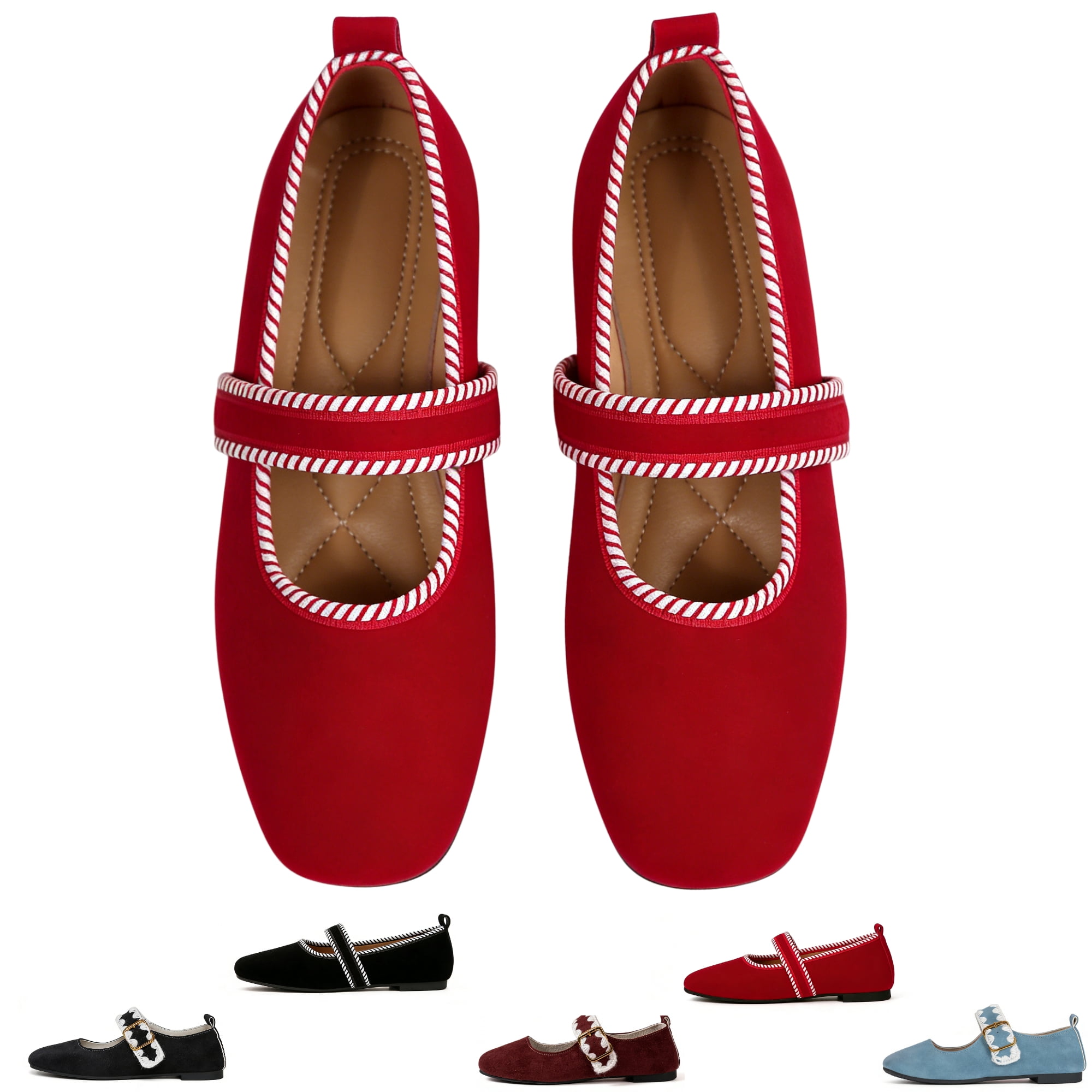 CHICVOMEY Vintage Flats for Women Ballet Flats with Memory Foam Dress ...